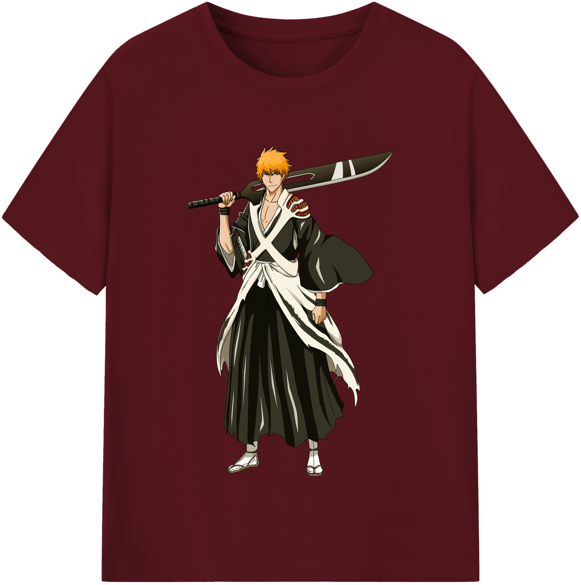 （画像用） ブリーチ 黒崎一護（くろさき いちご）BLEACH Kurosaki Ichigo 綿100％半袖Tシャツ（フロントプリント）